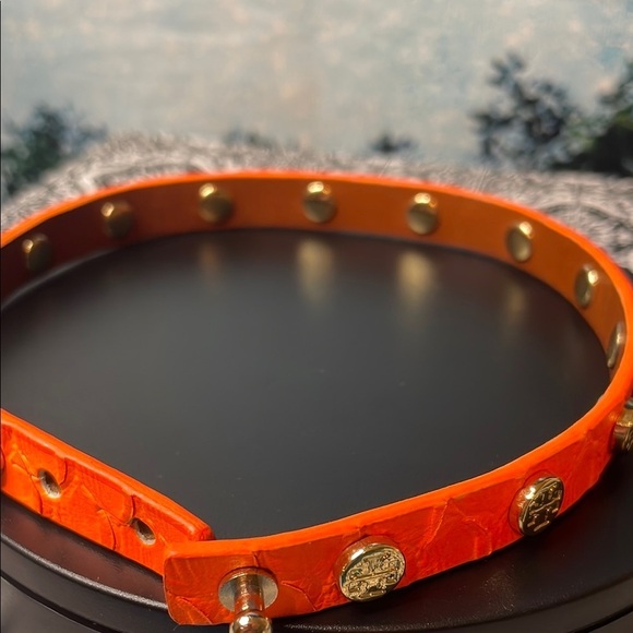 Tory Burch Orange Leather Wrap Bracelet or Choker - Picture 3 of 8